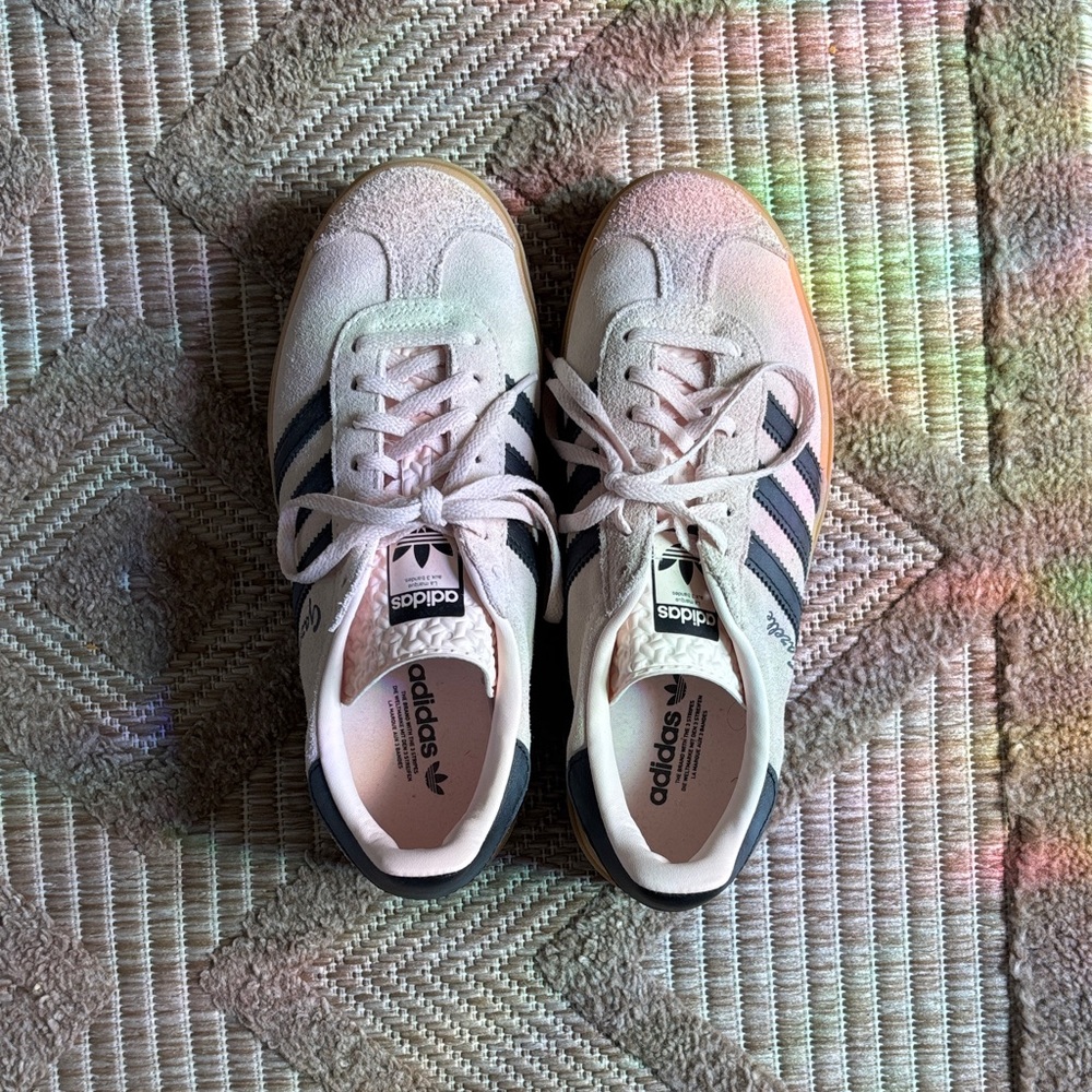 Adidas Cream and Black Classic Sneakers